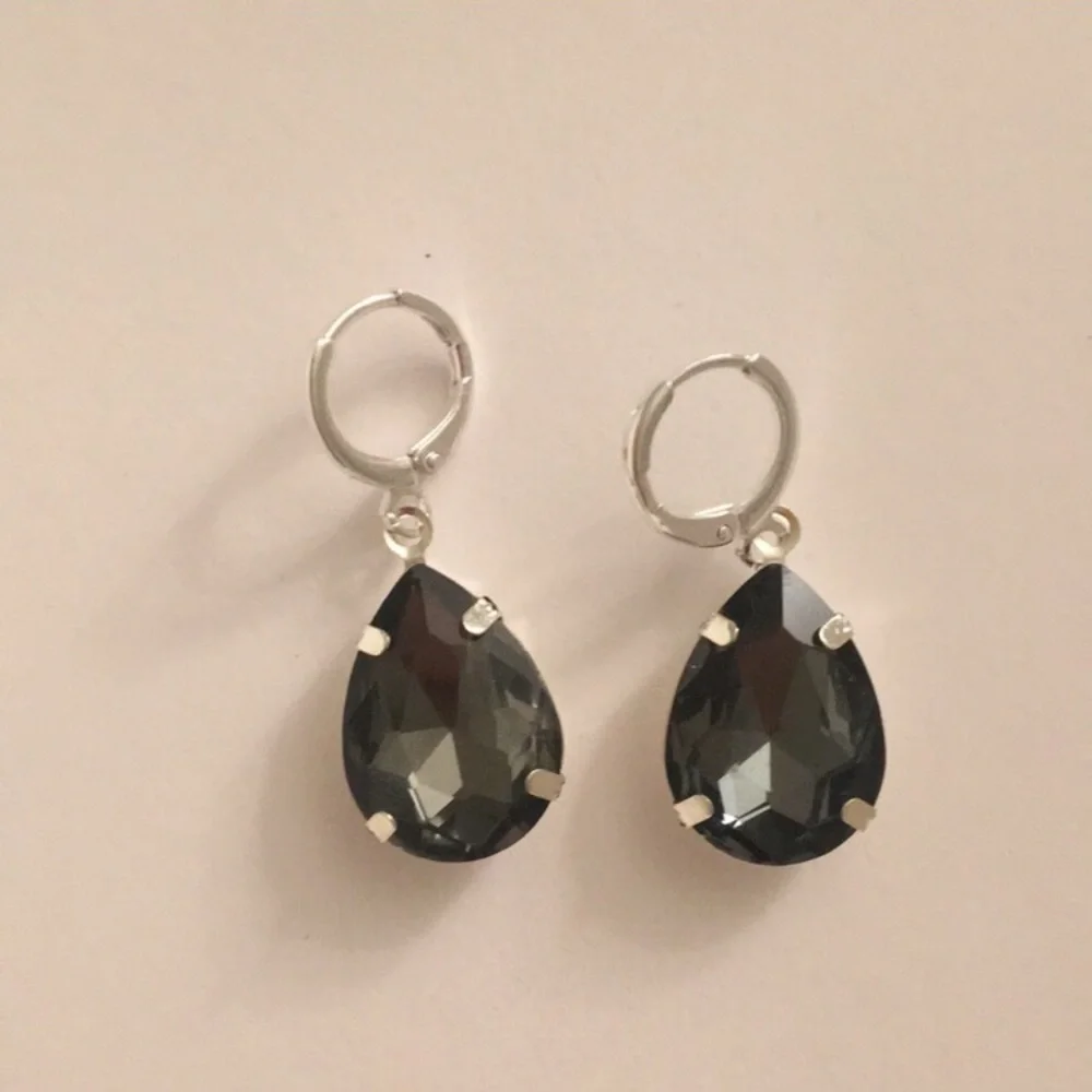 Black Diamond Crystal Drop Earrings